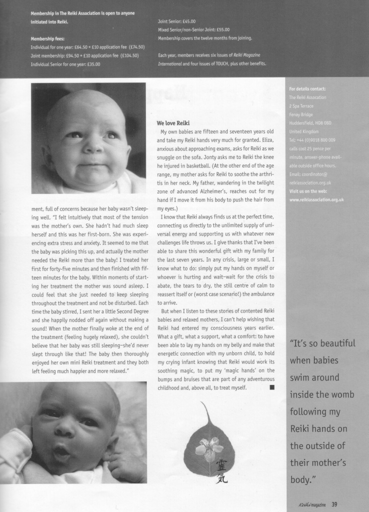 Reiki Magazine article mothers and babies 3
