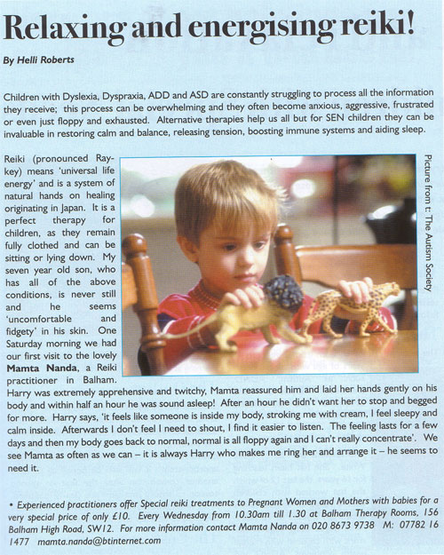 Family SouthWest article Reiki children with special needs March 2005